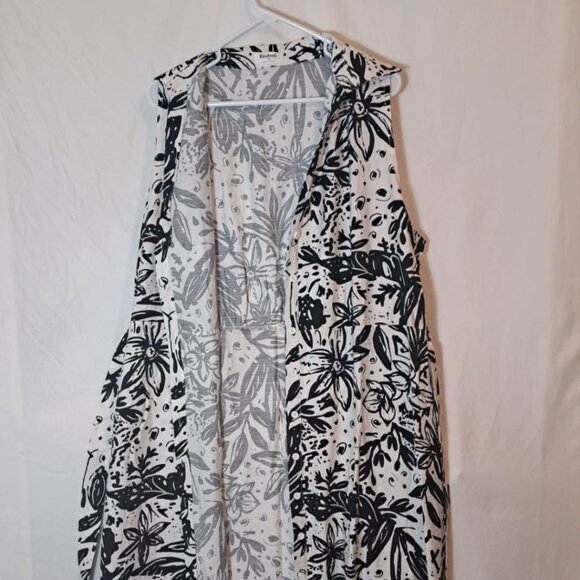 Anthropologie Kindred Womens‎ Plus 3X White/Black Floral Button Up Dress Belth - Picture 7 of 15